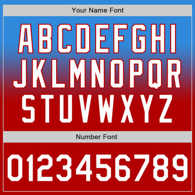 Custom Electric Blue White-Red Authentic Fade Fashion Baseball Jersey