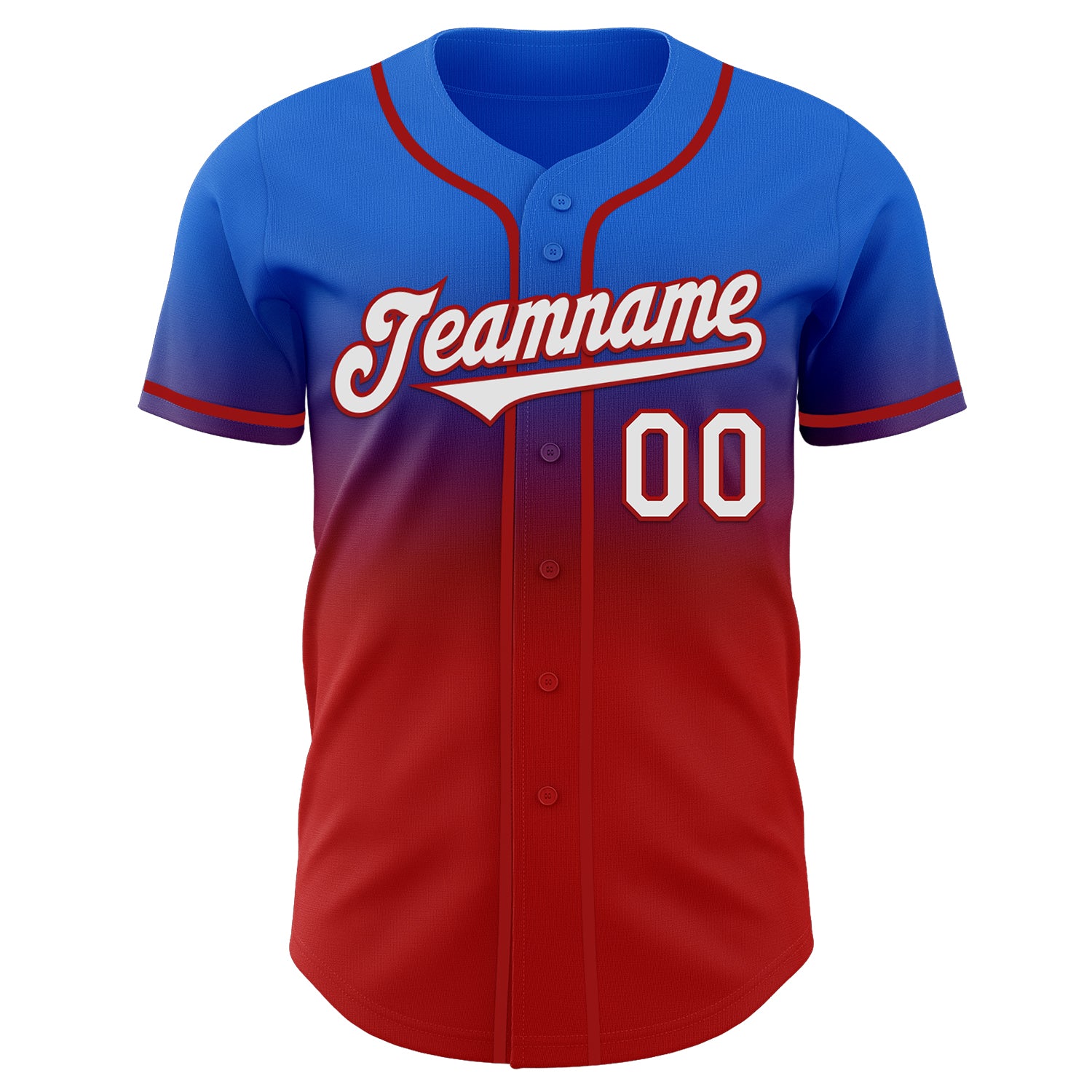 Custom Thunder Blue White-Red Authentic Fade Fashion Baseball Jersey