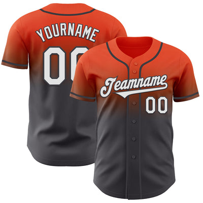 Custom Orange White-Steel Gray Authentic Fade Fashion Baseball Jersey