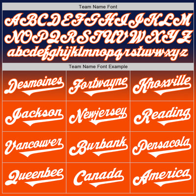 Custom Navy White-Orange Authentic Fade Fashion Baseball Jersey