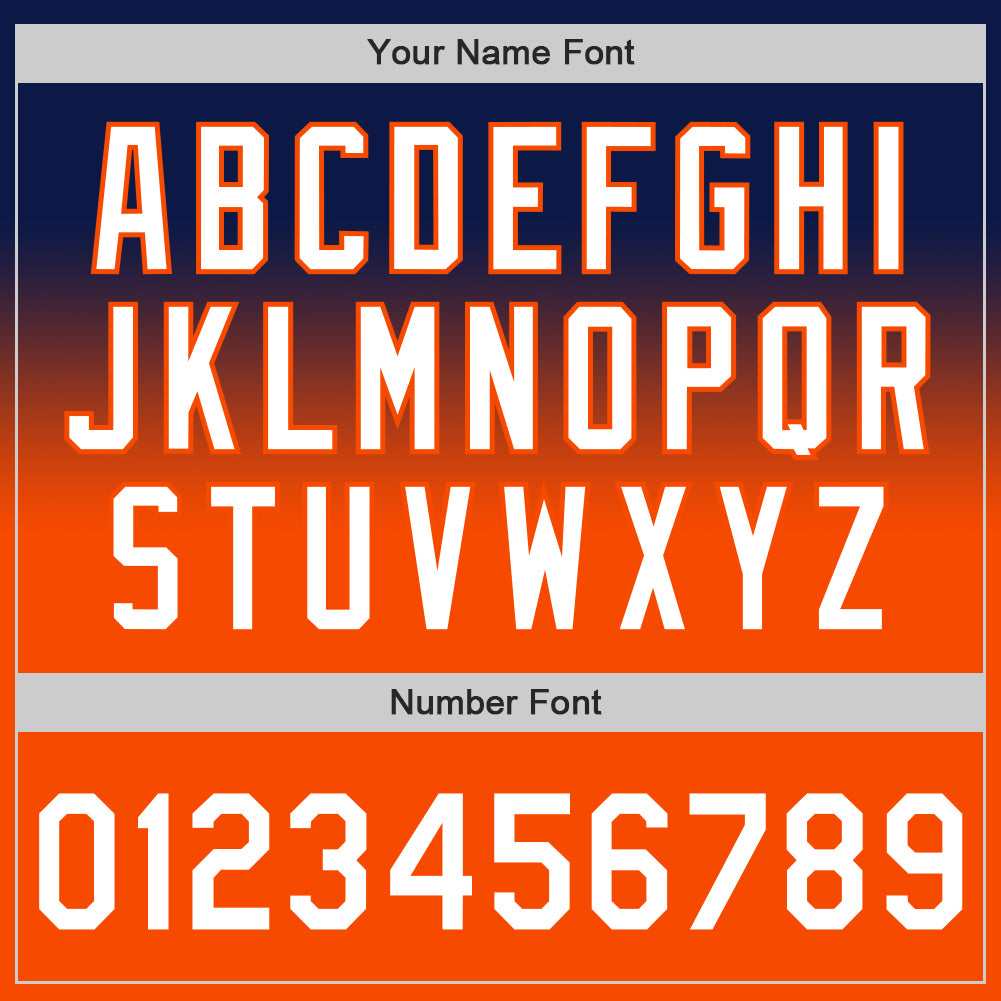 Custom Navy White-Orange Authentic Fade Fashion Baseball Jersey