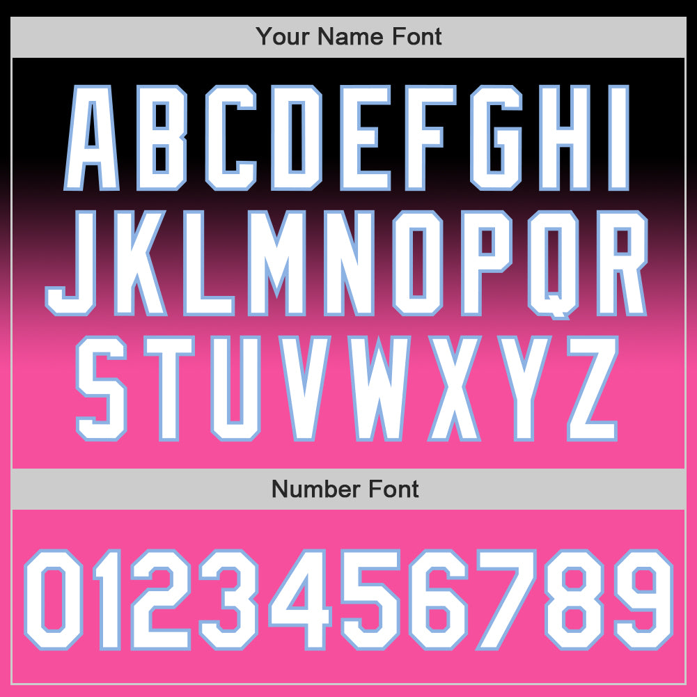 Custom Black White Pink-Light Blue Authentic Fade Fashion Baseball Jersey