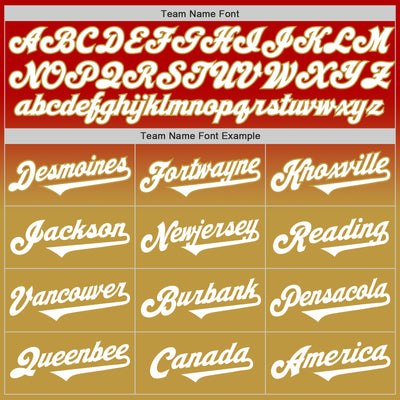 Custom Red White-Old Gold Authentic Fade Fashion Baseball Jersey