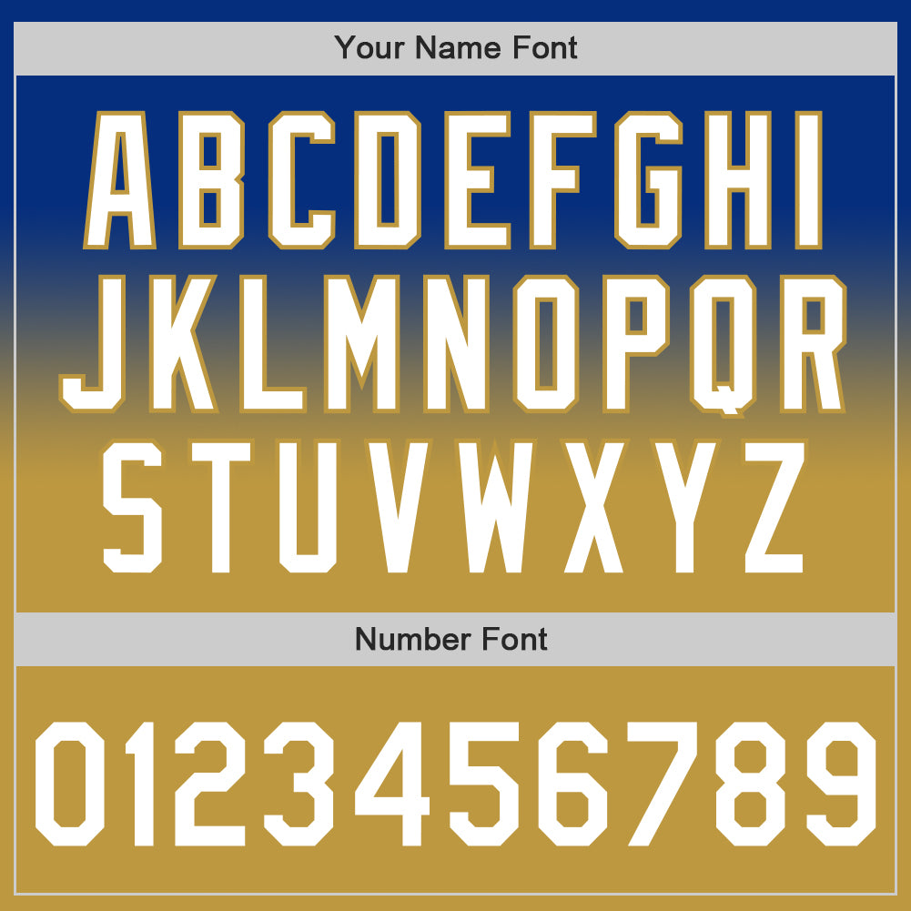 Custom Royal White-Old Gold Authentic Fade Fashion Baseball Jersey