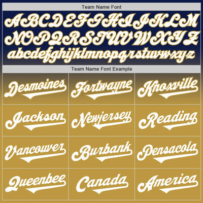 Custom Navy White-Old Gold Authentic Fade Fashion Baseball Jersey