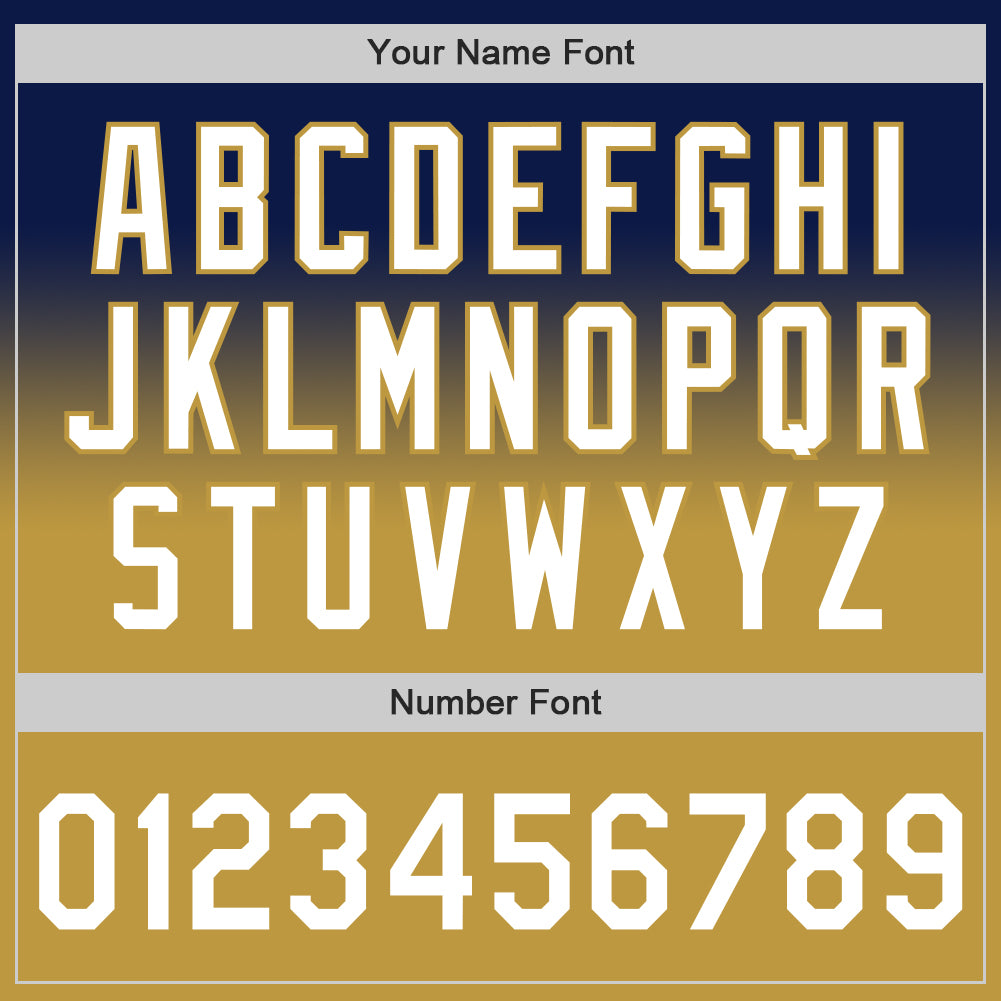 Custom Navy White-Old Gold Authentic Fade Fashion Baseball Jersey