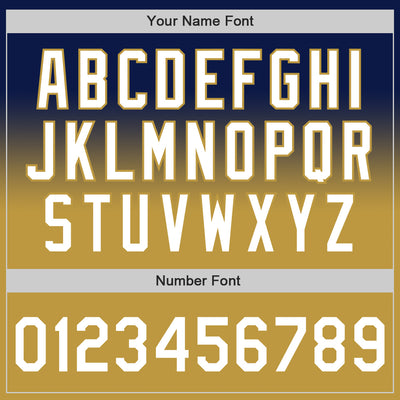 Custom Navy White-Old Gold Authentic Fade Fashion Baseball Jersey