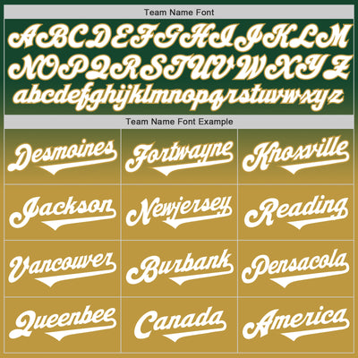 Custom Green White-Old Gold Authentic Fade Fashion Baseball Jersey