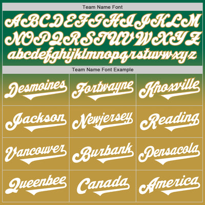 Custom Kelly Green White-Old Gold Authentic Fade Fashion Baseball Jersey