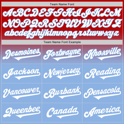 Custom Red White-Light Blue Authentic Fade Fashion Baseball Jersey