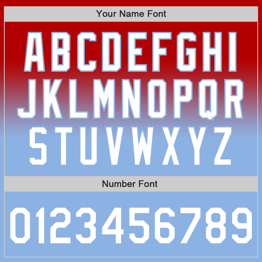 Custom Red White-Light Blue Authentic Fade Fashion Baseball Jersey