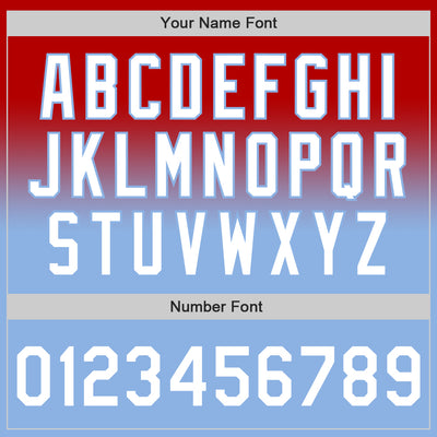 Custom Red White-Light Blue Authentic Fade Fashion Baseball Jersey