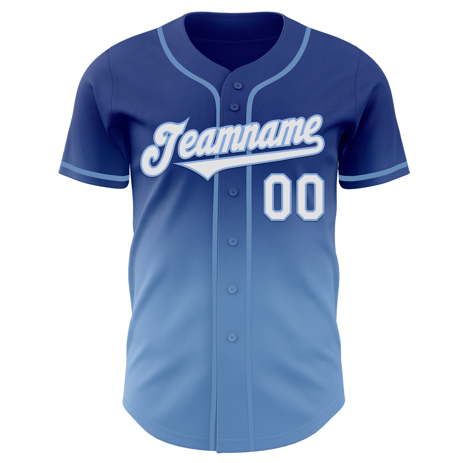 Custom Royal White-Light Blue Authentic Fade Fashion Baseball Jersey