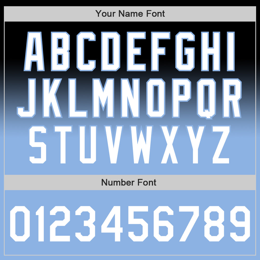 Custom Black White-Light Blue Authentic Fade Fashion Baseball Jersey