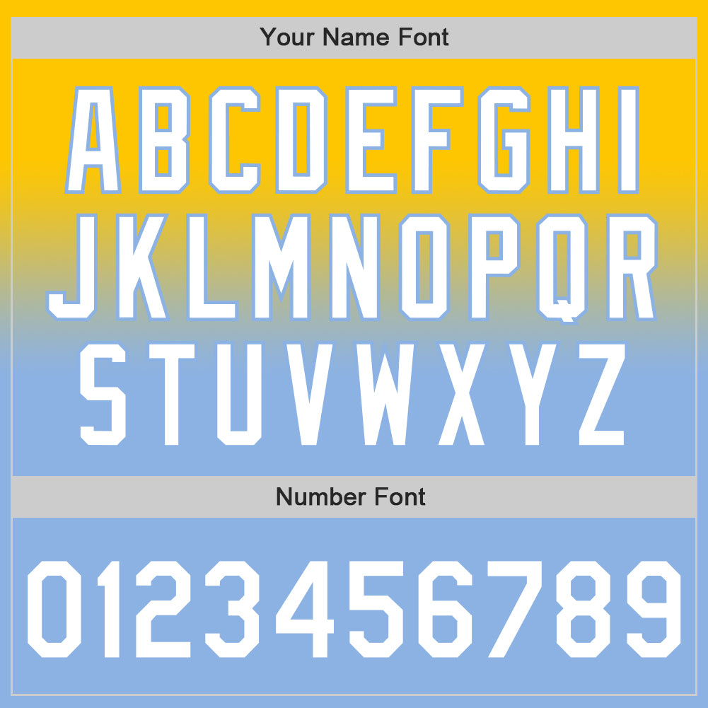 Custom Yellow White-Light Blue Authentic Fade Fashion Baseball Jersey