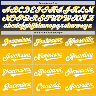 Custom Navy White-Gold Authentic Fade Fashion Baseball Jersey