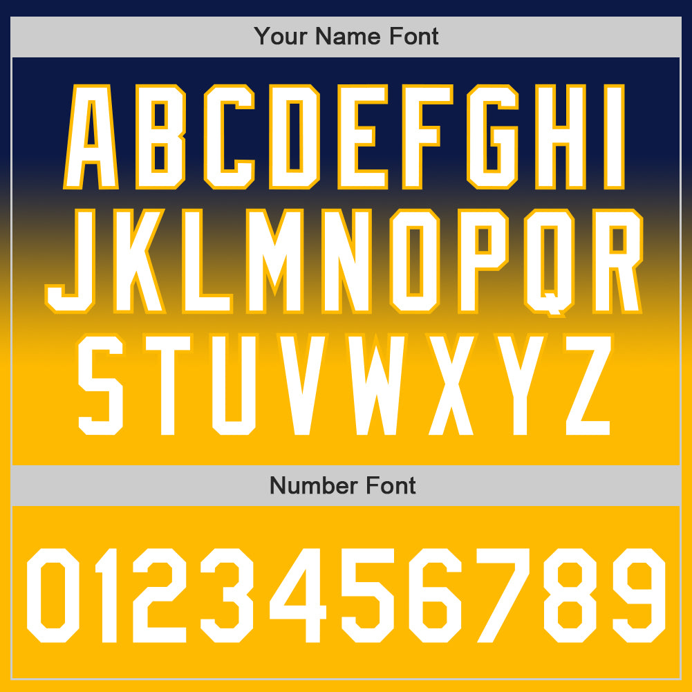 Custom Navy White-Gold Authentic Fade Fashion Baseball Jersey