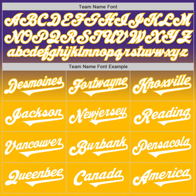 Custom Purple White-Gold Authentic Fade Fashion Baseball Jersey