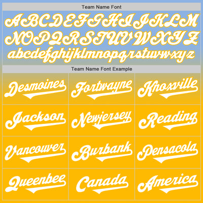 Custom Light Blue White-Gold Authentic Fade Fashion Baseball Jersey