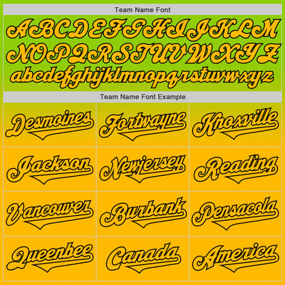 Custom Neon Green Gold-Black Authentic Fade Fashion Baseball Jersey