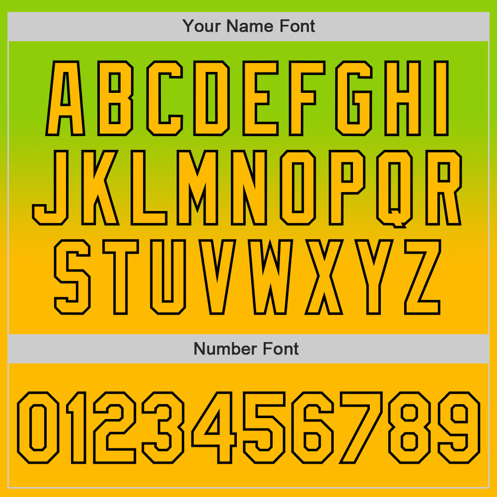 Custom Neon Green Gold-Black Authentic Fade Fashion Baseball Jersey