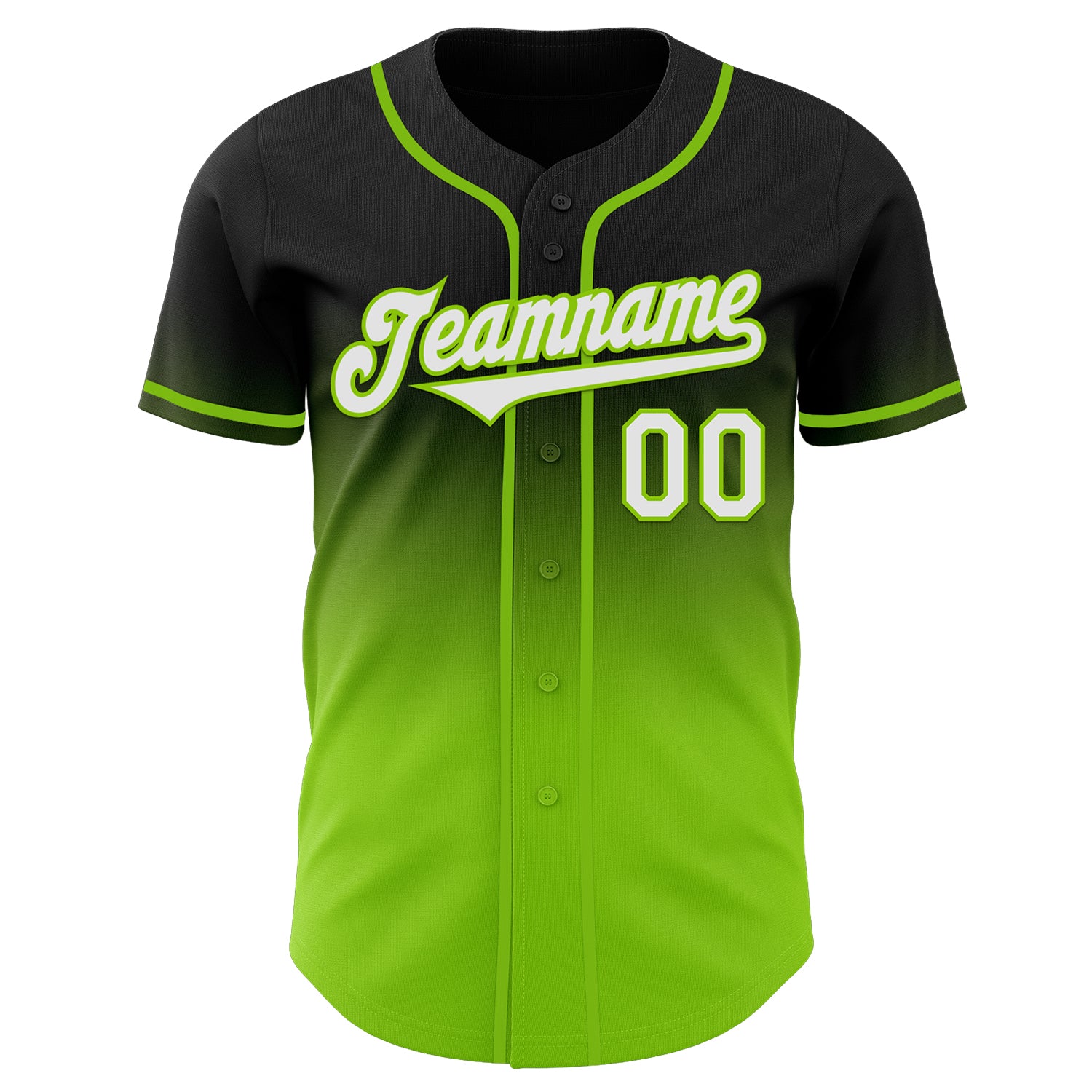 Custom Black White-Neon Green Authentic Fade Fashion Baseball Jersey