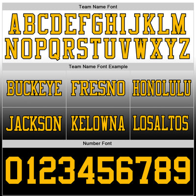 Custom White Gold-Black Authentic Fade Fashion Football Jersey