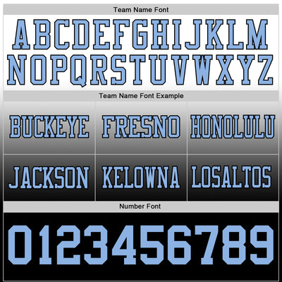 Custom White Light Blue-Black Authentic Fade Fashion Football Jersey