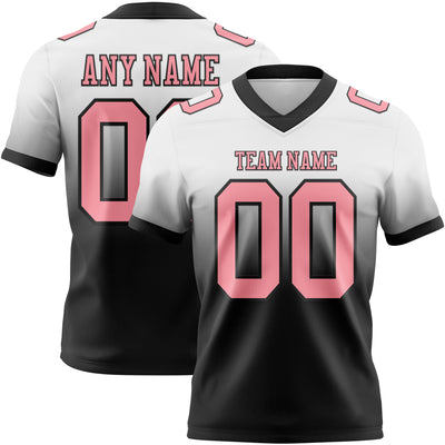 Custom White Medium Pink-Black Authentic Fade Fashion Football Jersey
