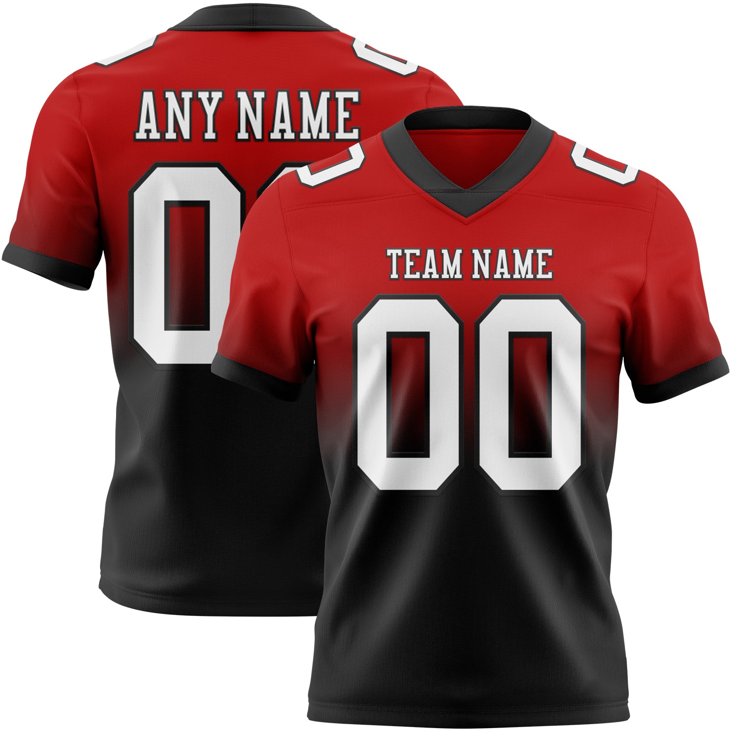 Custom Red White-Black Authentic Fade Fashion Football Jersey