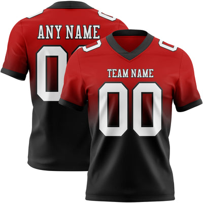Custom Red White-Black Authentic Fade Fashion Football Jersey