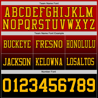 Custom Red Gold-Black Authentic Fade Fashion Football Jersey