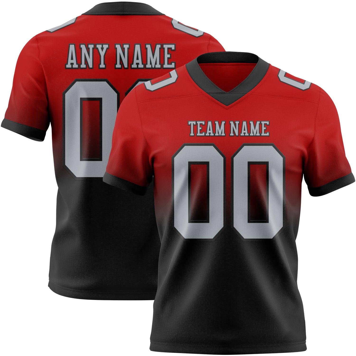 Custom Red Gray-Black Authentic Fade Fashion Football Jersey