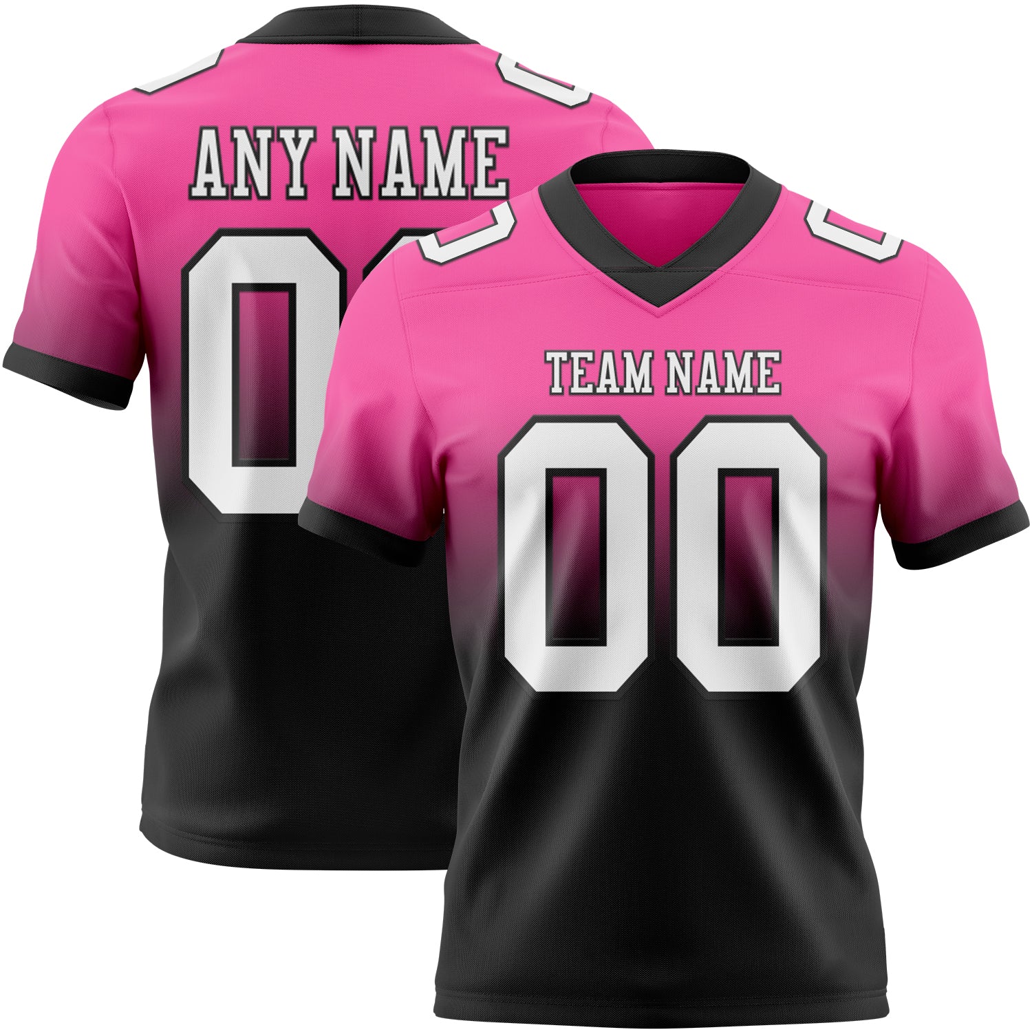 Custom Pink White-Black Authentic Fade Fashion Football Jersey