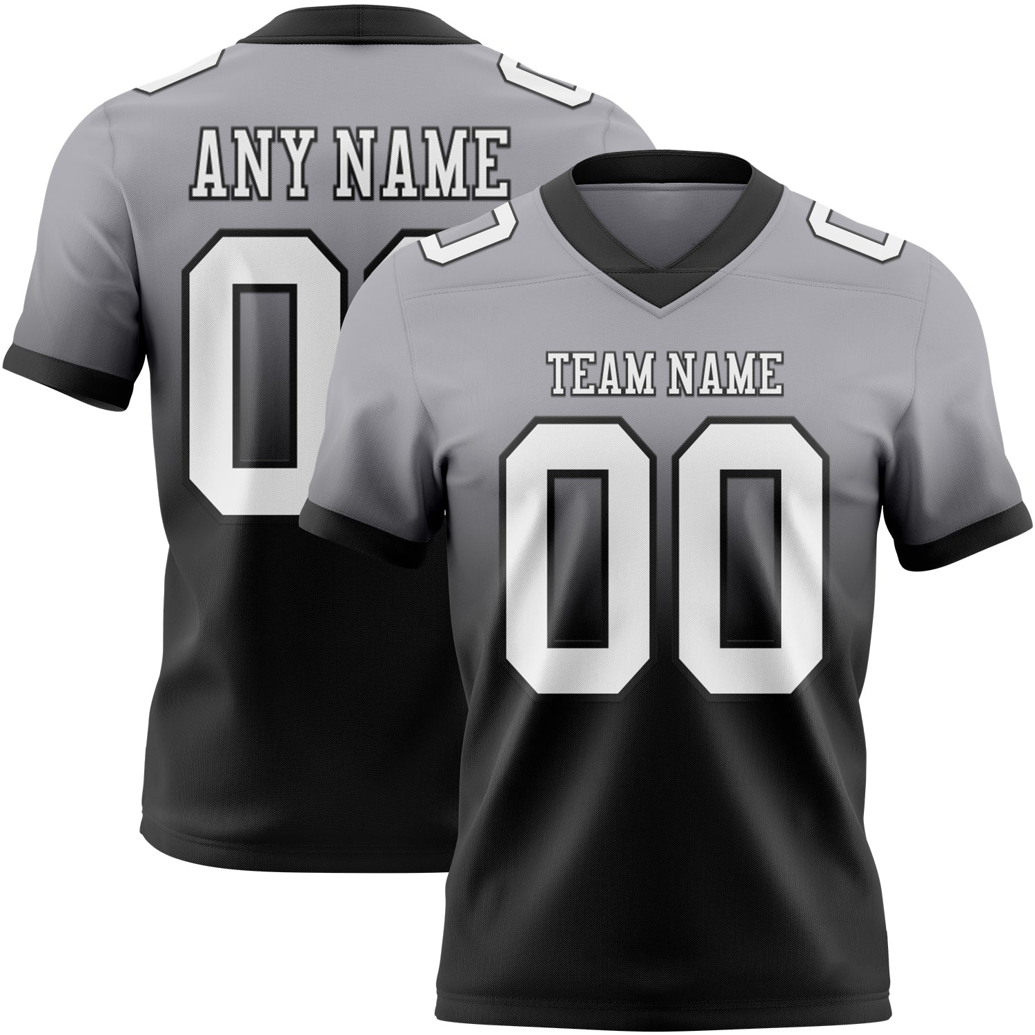 Custom Gray White-Black Authentic Fade Fashion Football Jersey