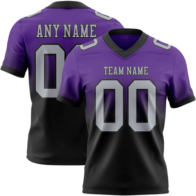 Custom Purple Gray-Black Authentic Fade Fashion Football Jersey
