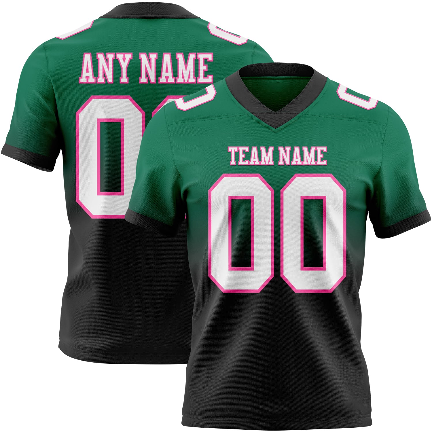 Custom Kelly Green White Black-Pink Authentic Fade Fashion Football Jersey