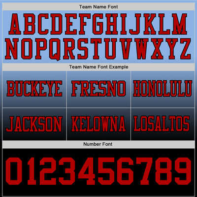 Custom Light Blue Red-Black Authentic Fade Fashion Football Jersey
