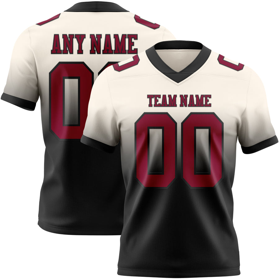 Custom Cream Maroon-Black Authentic Fade Fashion Football Jersey