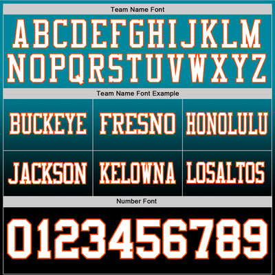 Custom Teal White Black-Orange Authentic Fade Fashion Football Jersey