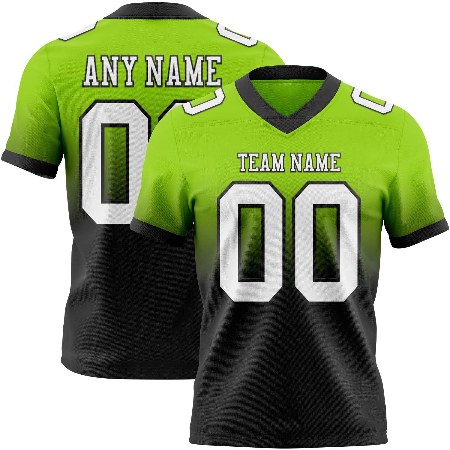 Custom Neon Green White-Black Authentic Fade Fashion Football Jersey