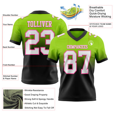 Custom Neon Green White Black-Pink Authentic Fade Fashion Football Jersey