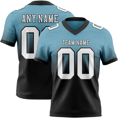 Custom Shadow Blue White-Black Authentic Fade Fashion Football Jersey