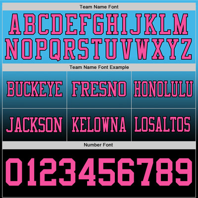 Custom Sky Blue Pink-Black Authentic Fade Fashion Football Jersey