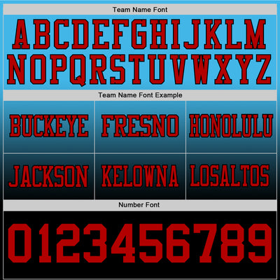 Custom Sky Blue Red-Black Authentic Fade Fashion Football Jersey