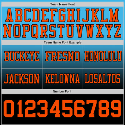 Custom Sky Blue Orange-Black Authentic Fade Fashion Football Jersey