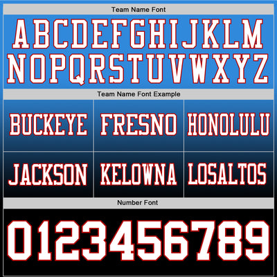 Custom Powder Blue White Black-Red Authentic Fade Fashion Football Jersey