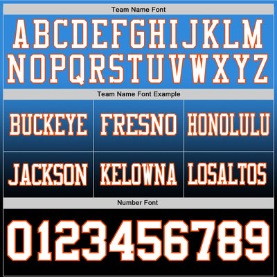 Custom Powder Blue White Black-Orange Authentic Fade Fashion Football Jersey