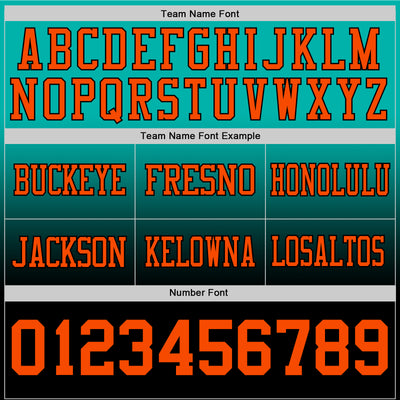 Custom Aqua Orange-Black Authentic Fade Fashion Football Jersey