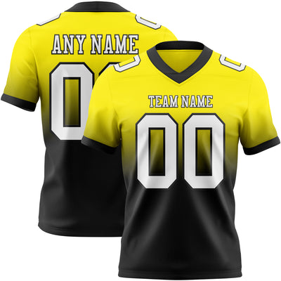 Custom Light Yellow White-Black Authentic Fade Fashion Football Jersey